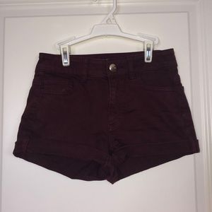 American Eagle Maroon Jean Shorts